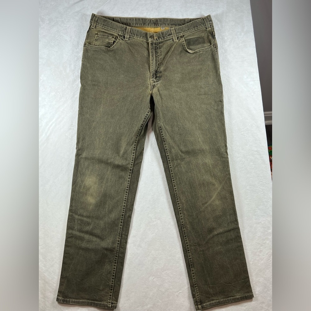 Bills Khakis Made in USA 38W 32L Distressed Cotton Faded Khaki Jeans Pants C14